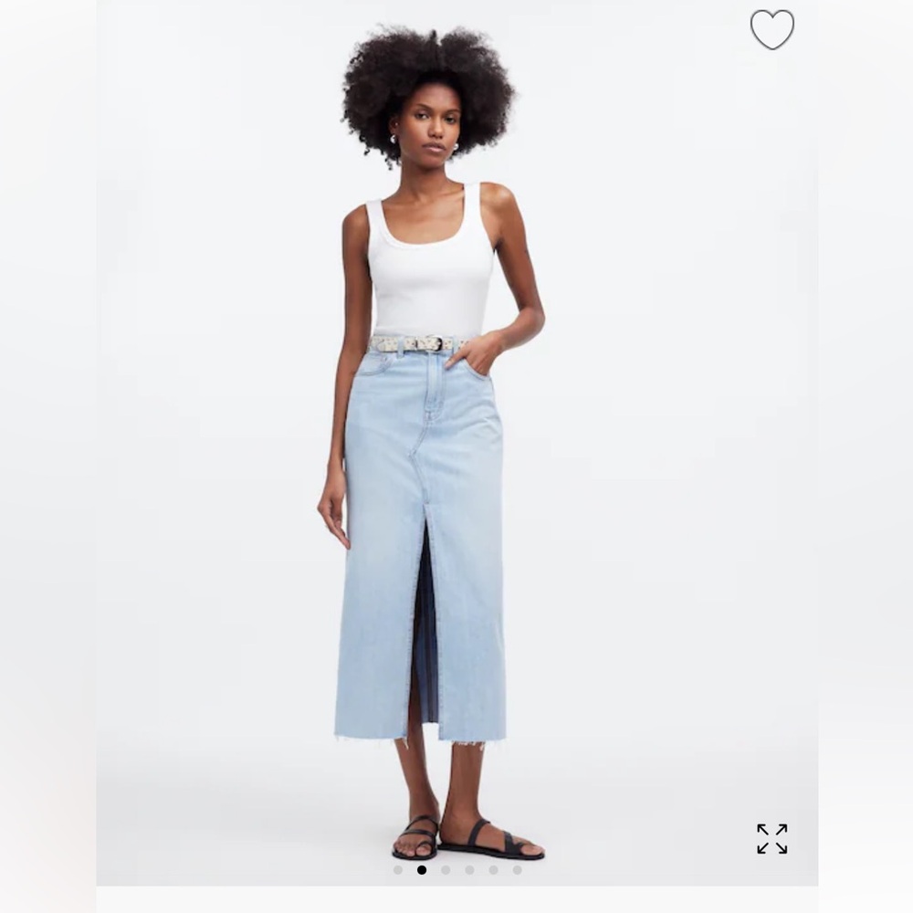 NWT Madewell Rilee Denim Midi Skirt Fitzgerald Wash
